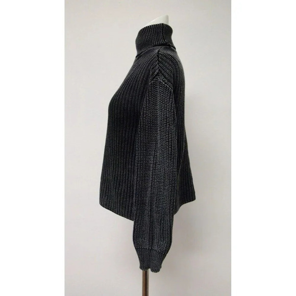 Ten Sixty Sherman Sweater Crop Turtleneck Pull over Casual Distressed Black SZ S - Picture 14 of 14